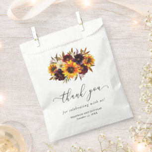 Sachets En Papier Tournesol Rose rouge violet Mariage de automne rus