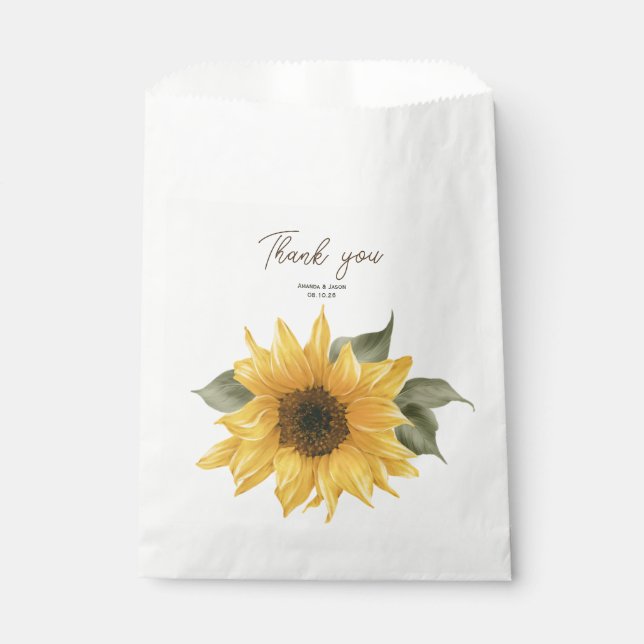 Sachets En Papier Tournesol rustique, mariage de automne de campagne (Devant)