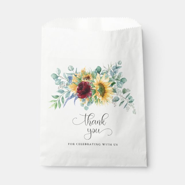 Sachets En Papier Tournesols rustiques et roses floraux (Devant)