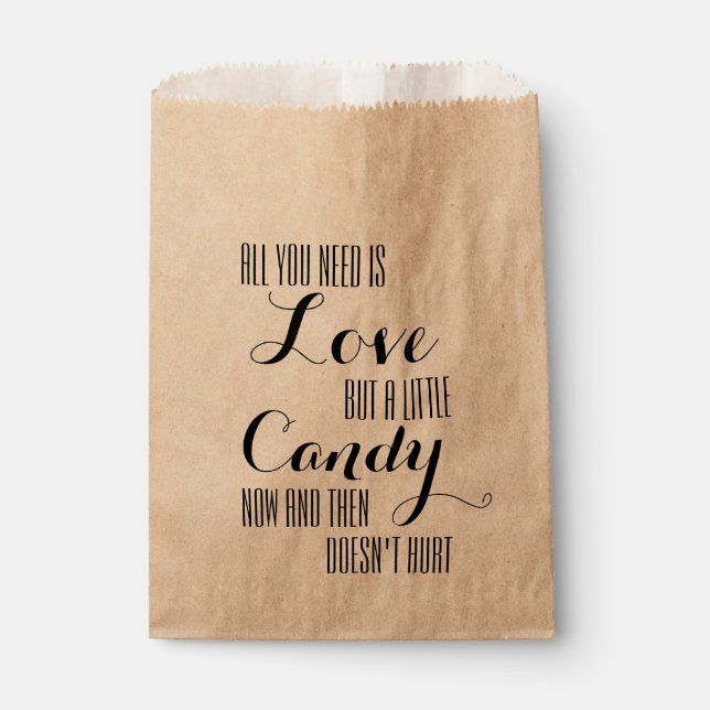 Sachets En Papier Tout ce dont vous avez besoin est amour mariage bo (Devant)