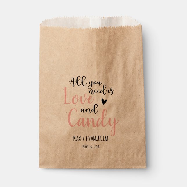 Sachets En Papier Tout ce dont vous avez besoin est l'amour et bonbo (Devant)