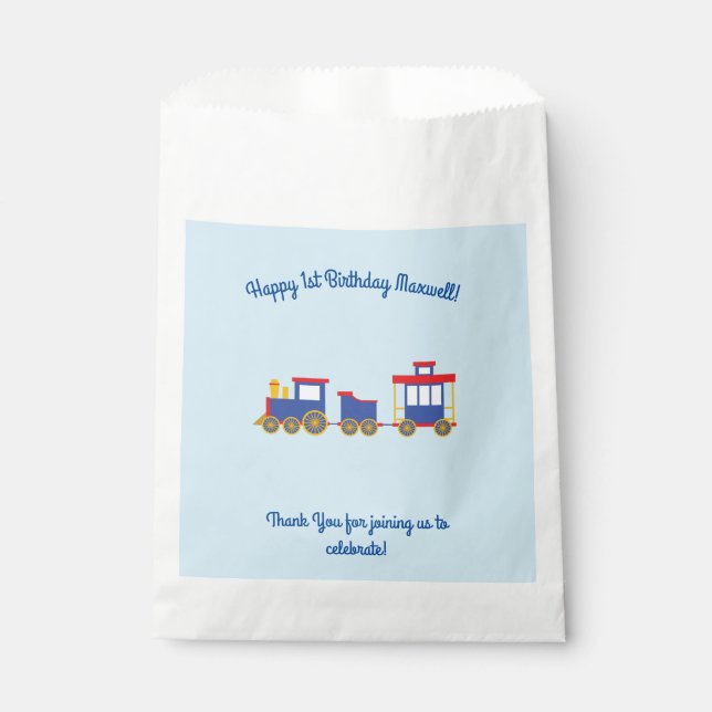 Sachets En Papier Train Cute Choo-Choo 1er Anniversaire Thème (Devant)