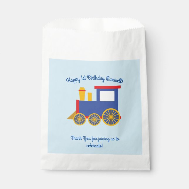 Sachets En Papier Train Cute Choo-Choo 1er Anniversaire Thème (Devant)