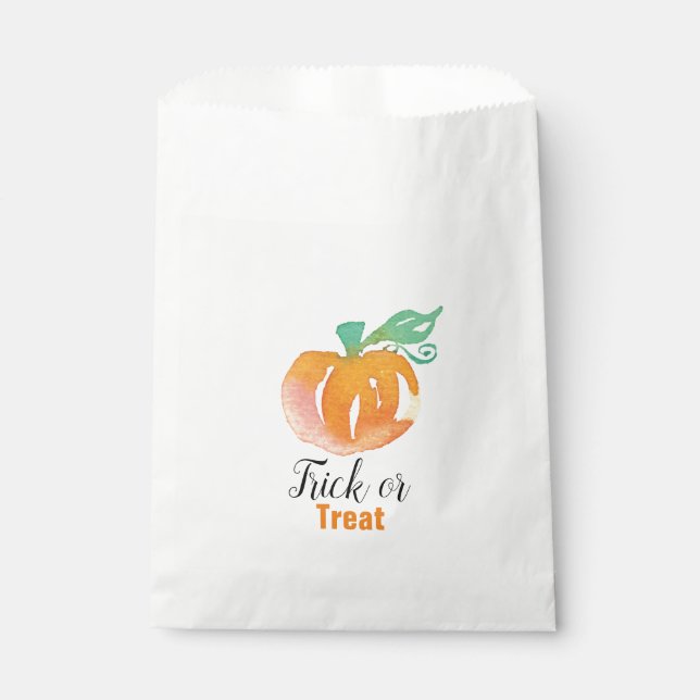 Sachets En Papier Traitements de citrouille mignons aquarelle Hallow (Devant)