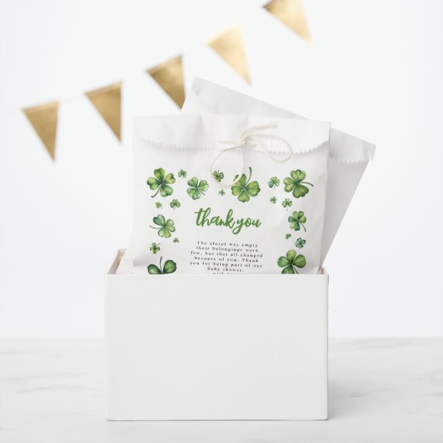 Sachets En Papier Trèfle | Remerciements pour Baby Shower (Fête)