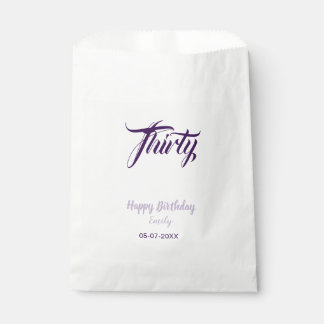 Sachets En Papier Trente ans 30ème violet pastel nom date style