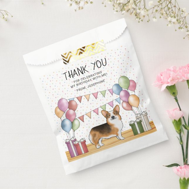 Sachets En Papier Tri Pembroke Corgi à tête rouge Merci d'anniversai (Scellé)