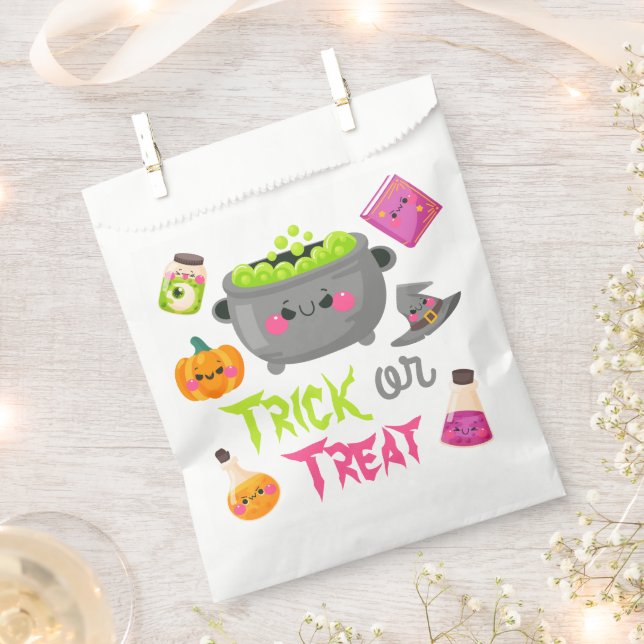 Sachets En Papier Trick ou traiter la sorcière Cauldron Halloween (Coupé)