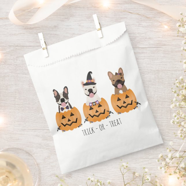 Sachets En Papier Trick Ou Treat French Buldogs Citrouille (Coupé)
