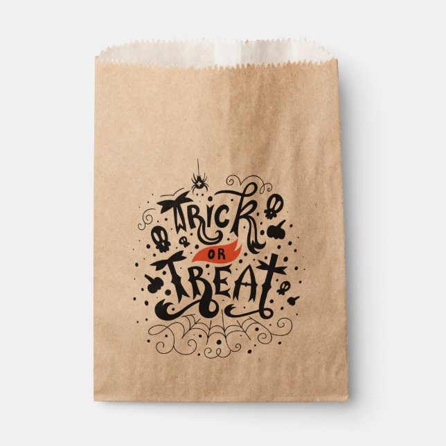 Sachets En Papier Tricoter ou traiter Halloween Party Bonbons Treat (Devant)
