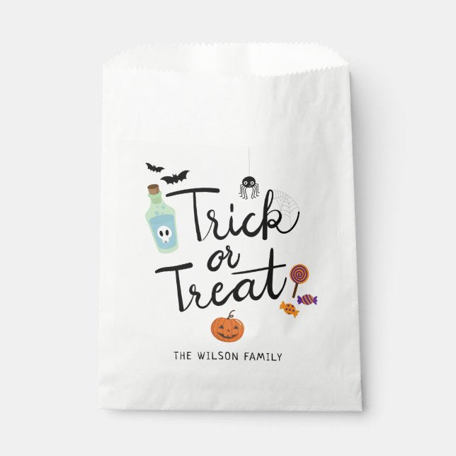 Sachets En Papier Tricoter ou traiter le bonbon d'Halloween (Devant)