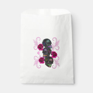 Sachets En Papier Triple Jour Noir Des Crânes Morts Roses Rose