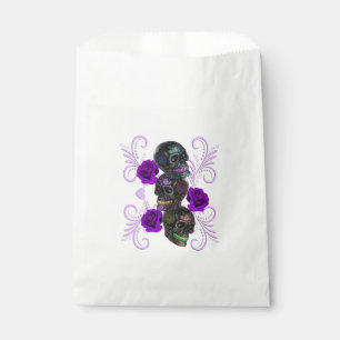 Sachets En Papier Triple Jour Noir Des Crânes Morts Roses Violets