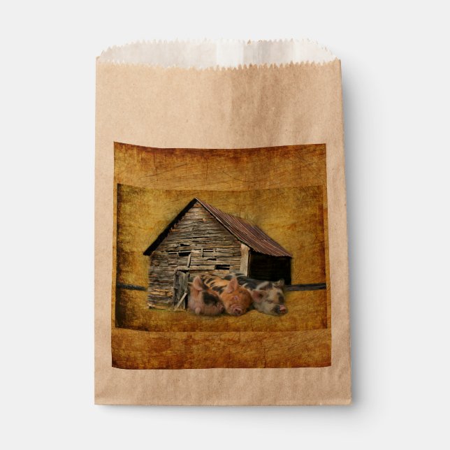 Sachets En Papier Trois Petits Cochons À La Grange Rustique Snoozing (Devant)