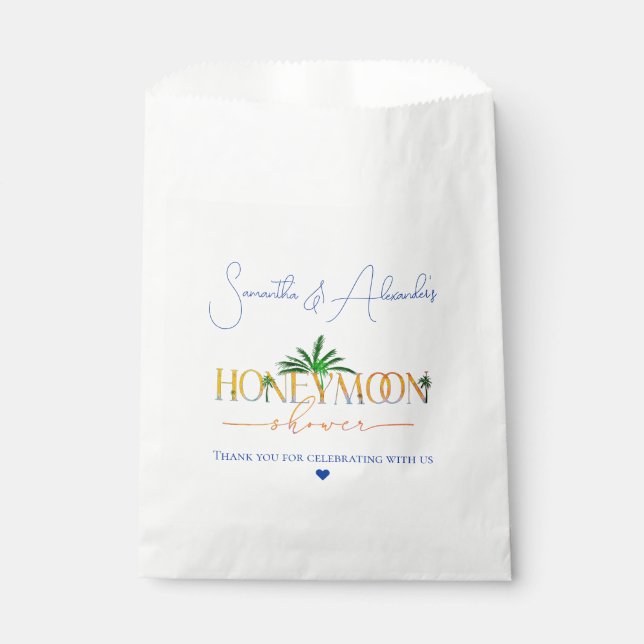 Sachets En Papier Tropical Beach Sunset Honeymoon Fund Couple Douche (Devant)