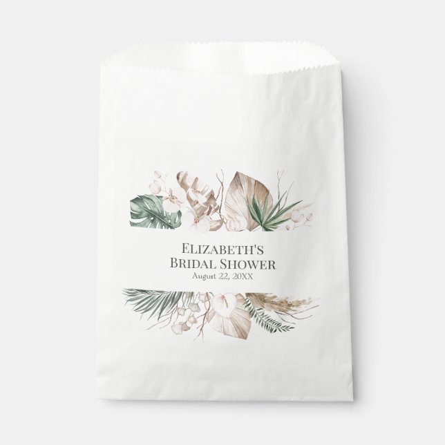 Sachets En Papier Tropical Orchidée et Monstera Baby Shower pour fut (Devant)