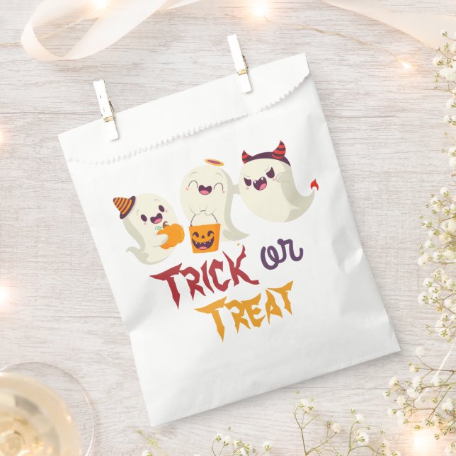 Sachets En Papier Trou ou Traiter de mignons Fantômes Halloween Anni (Coupé)