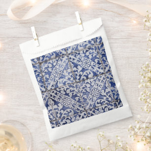 Sachets En Papier Tuiles portugaises - Azulejo Floral bleu et blanc