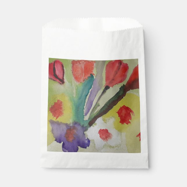 Sachets En Papier Tulipes Abstraites et fleurs de printemps (Devant)