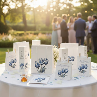 Sachets En Papier Tulipes en bleu de Delft personnalisables