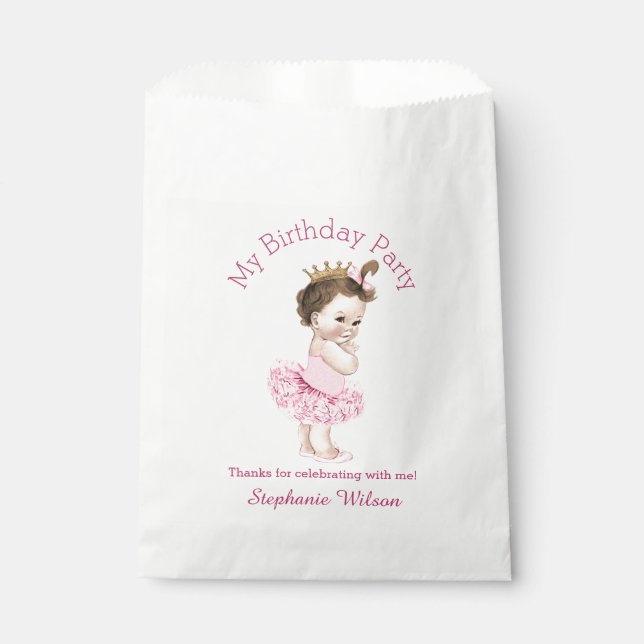 Sachets En Papier Tutu Cute Ballerina Anniversaire Brunette Princess (Devant)