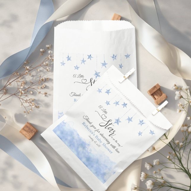 Sachets En Papier Twinkle Twinkle Little Star Blue Boy Baby Shower (Créateur téléchargé)