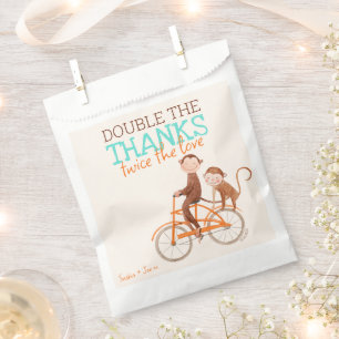 Sachets En Papier Twins Baby shower mignon singe double problème