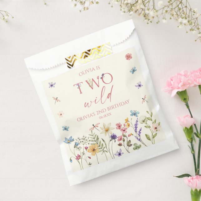 Sachets En Papier Two Wild Wildflower Wild Flower 2nd Birthday Party (Scellé)
