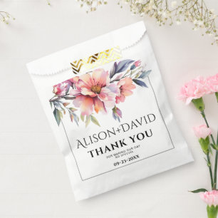 Sachets En Papier Typographie de mariage aux fleurs de rhododendron 