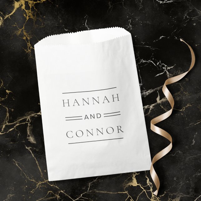 Sachets En Papier Typographie moderne chic noir & blanc (Créateur téléchargé)