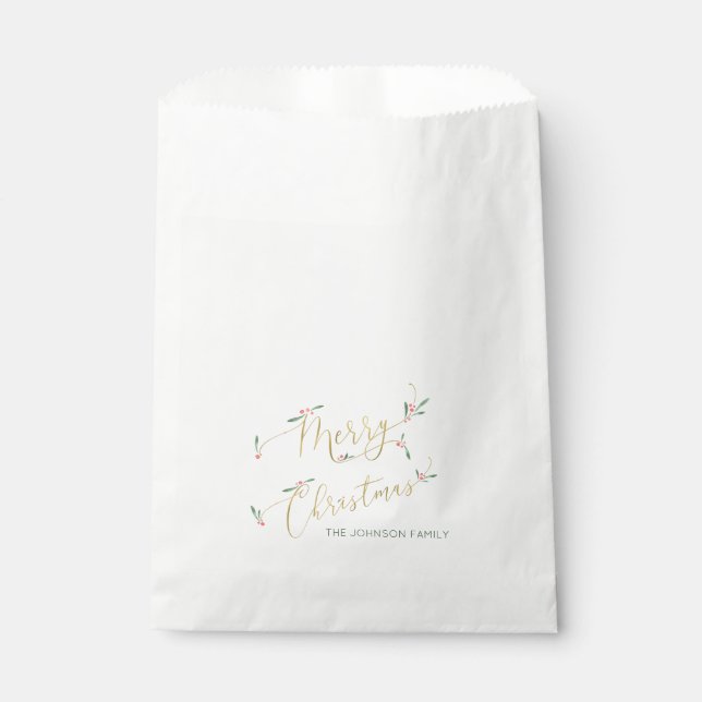 Sachets En Papier Typographie moderne élégante Joyeux Noël Treat (Devant)