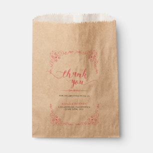 Sachets En Papier Typographie rose Merci et cadre Vintage