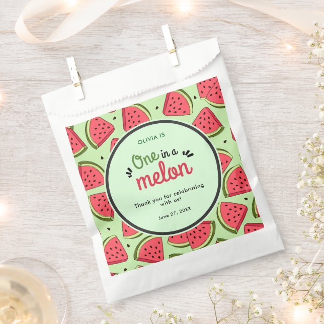 Sachets En Papier Un à Melon Été 1er Anniversaire Merci (Coupé)