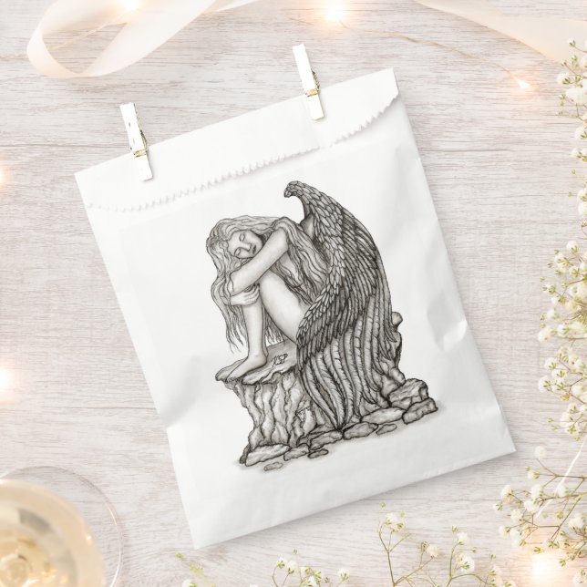 Sachets En Papier Un ange endormi sur la pierre (Coupé)