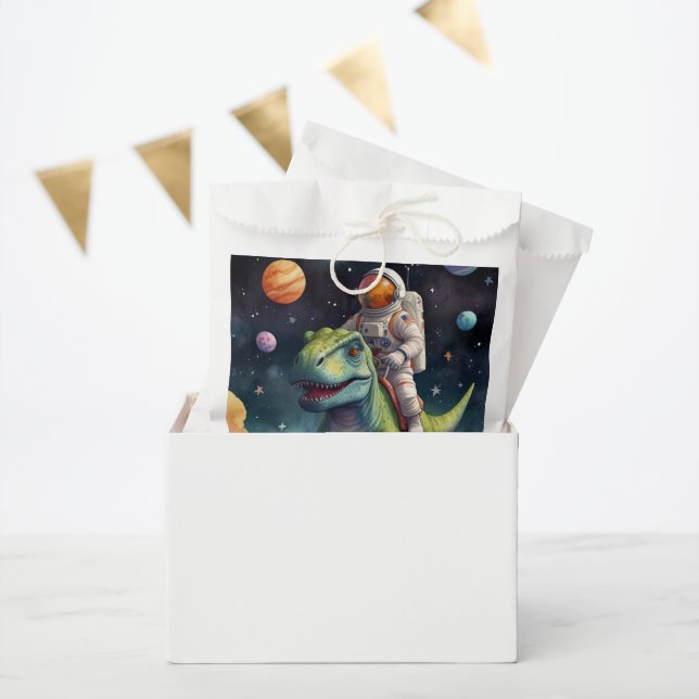 Sachets En Papier Un astronaute sur Dino dans l'espace (Fête)