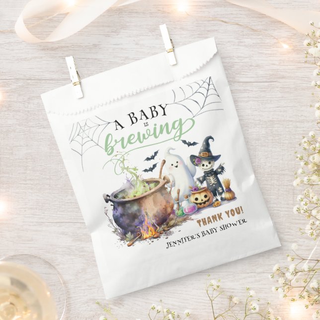 Sachets En Papier Un bébé brasse le Baby shower d'Halloween vert Sag (Coupé)