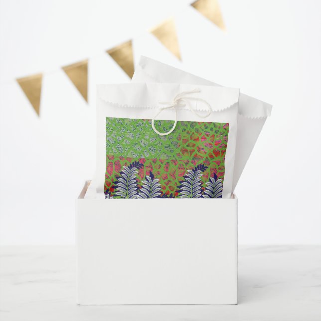 Sachets En Papier un design de motif vert et jaune (Fête)