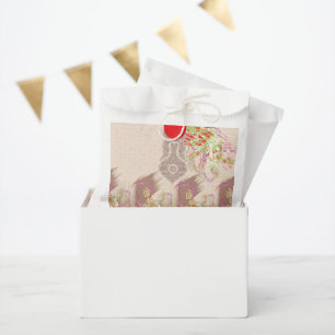 Sachets En Papier un design de vase rouge avec des fleurs dessus
