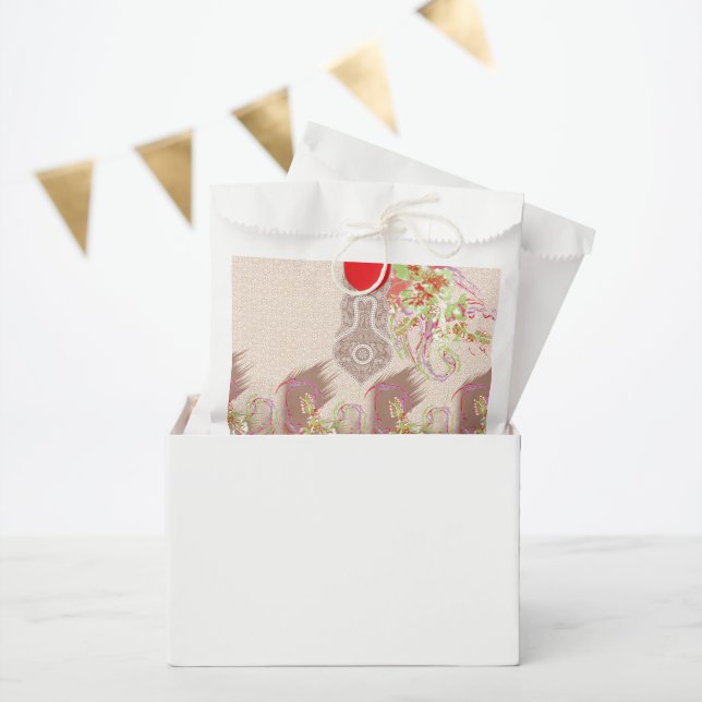 Sachets En Papier un design de vase rouge avec des fleurs dessus (Fête)