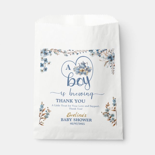 Sachets En Papier Un garçon brasse du Merci de Baby shower de thé po (Devant)
