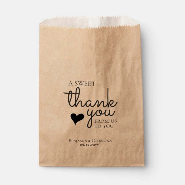 Sachets En Papier Un Merci doux Coeur Moderne Mariage élégant (Devant)