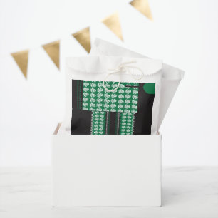 Sachets En Papier un motif vert et noir avec un arbre au milieu