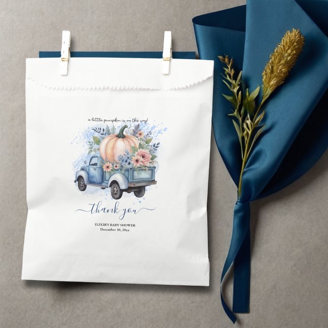 Sachets En Papier Un petit Baby shower d'aquarelle bleu de camion Ci (Créateur téléchargé)