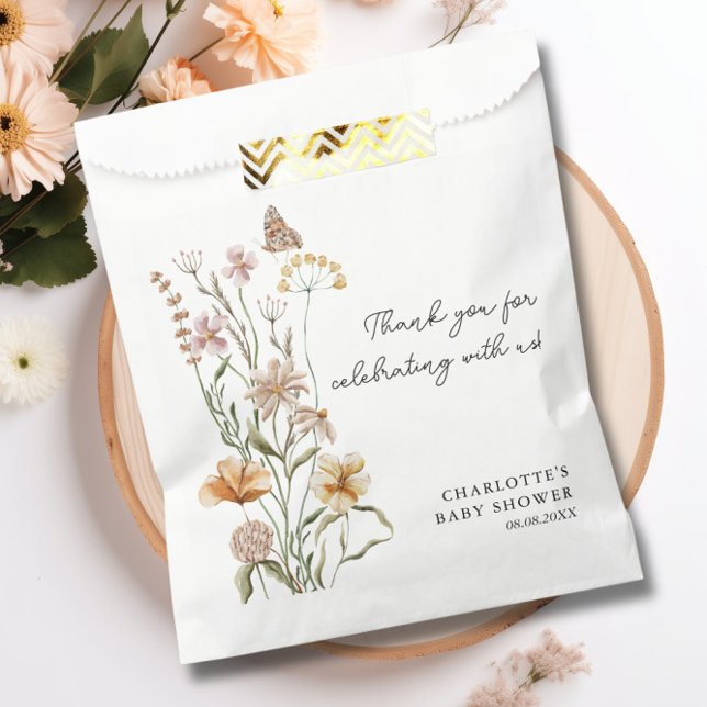 Sachets En Papier Un petit Baby shower de fille Fleur sauvage (A Little Wildflower Girl Baby Shower Favor Bag)
