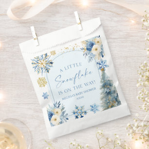 Sachets En Papier Un petit Baby shower d'hiver bleu Snowflake