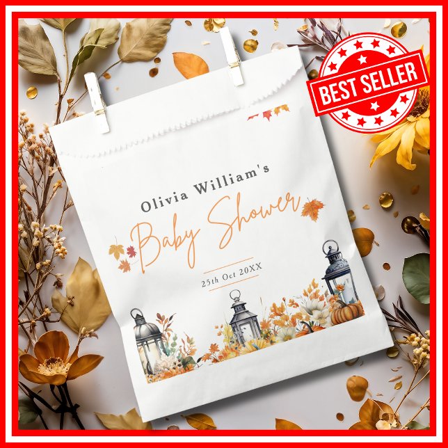 Sachets En Papier Un Petit Citrouille Automne Baby shower Floral Aut (A Little Pumpkin is on the Way Fall Autumn Floral Baby Shower Favor Bags)
