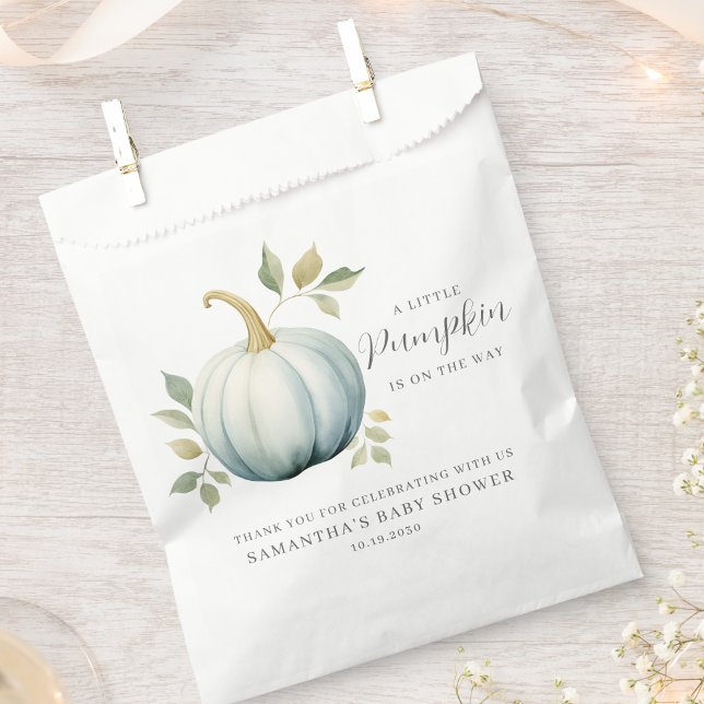 Sachets En Papier Un Petit Citrouille Sur Le Chemin Baby shower Bleu (Créateur téléchargé)