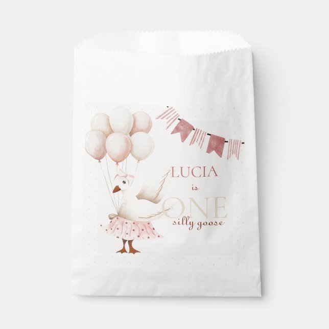 Sachets En Papier Un Silencieux Goose Pink Pastel 1er Anniversaire (Devant)