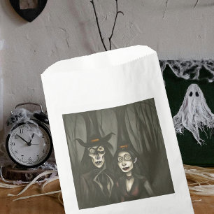 Sachets En Papier Un vampire et une sorcière à Halloween