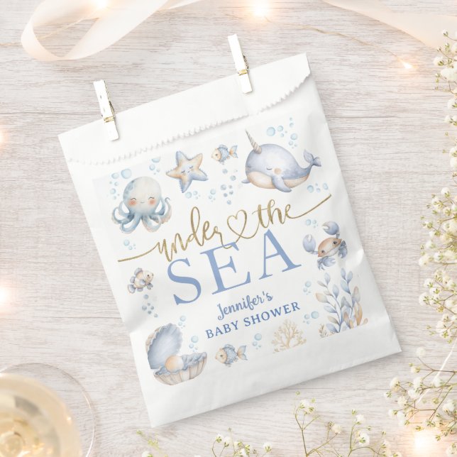 Sachets En Papier Under The Sea Ocean Baby Shower Boy Blue  (Coupé)